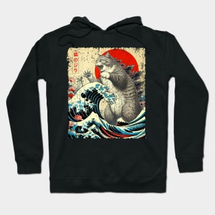 Catzilla Cat Japanese Art Funny Hoodie